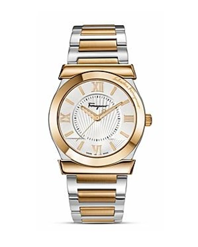 Ferragamo Vega Silver Sunray Dial Watch, 38mm In Silver/gold