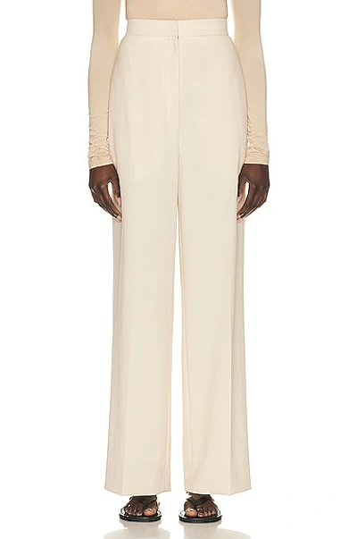 The Row Gordon High-waisted Wool-cotton Wide-leg Trousers In Pink