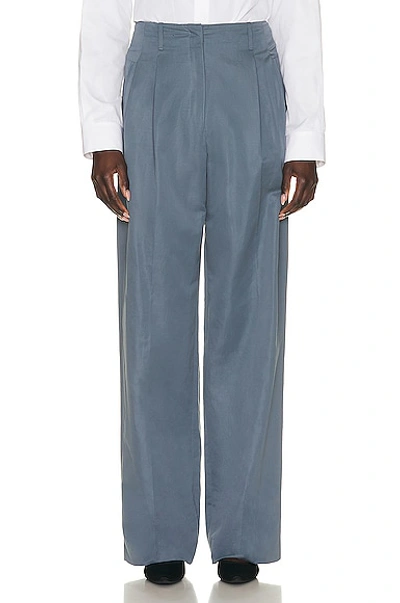 The Row Gaugin Cotton And Ramie-blend Wide-leg Pants In Blue