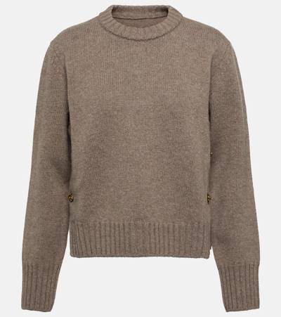Bottega Veneta Heavy Wool Sweater With Knot Buttons In Beige