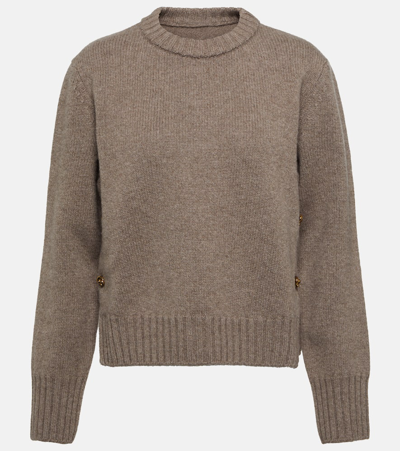 Bottega Veneta Heavy Wool Jumper With Knot Buttons In Beige