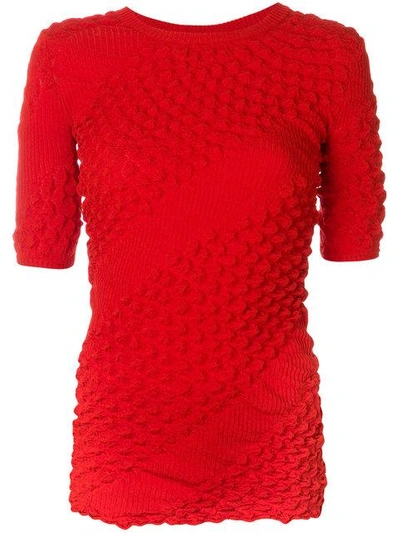 Kenzo Textured Knit Top In Red