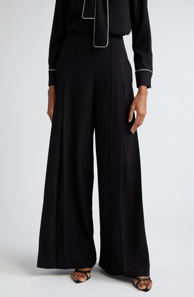 Carolina Herrera Pleated Wide-leg Trousers In Black,white