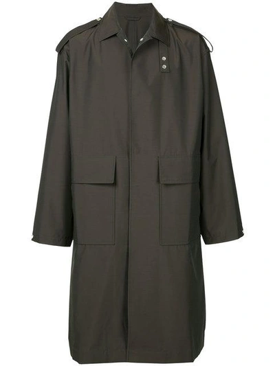 E. Tautz Military Style Long Coat In Green