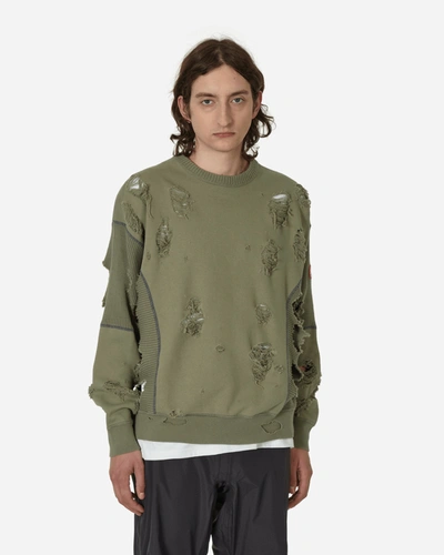 Cav Empt Plague Wide Rib Cut Crewneck Sweatshirt In Green Cav Empt Plague Wide Rib Cut Crewneck Sweatshirt In Green