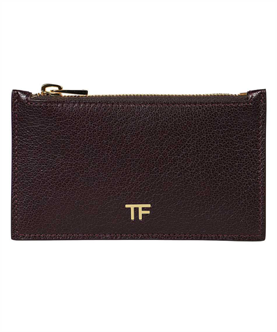 Tom Ford Zip Pouch Card Holder In Red