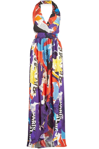 Balmain Multicoloured Silk Flared Dress In Multicolor