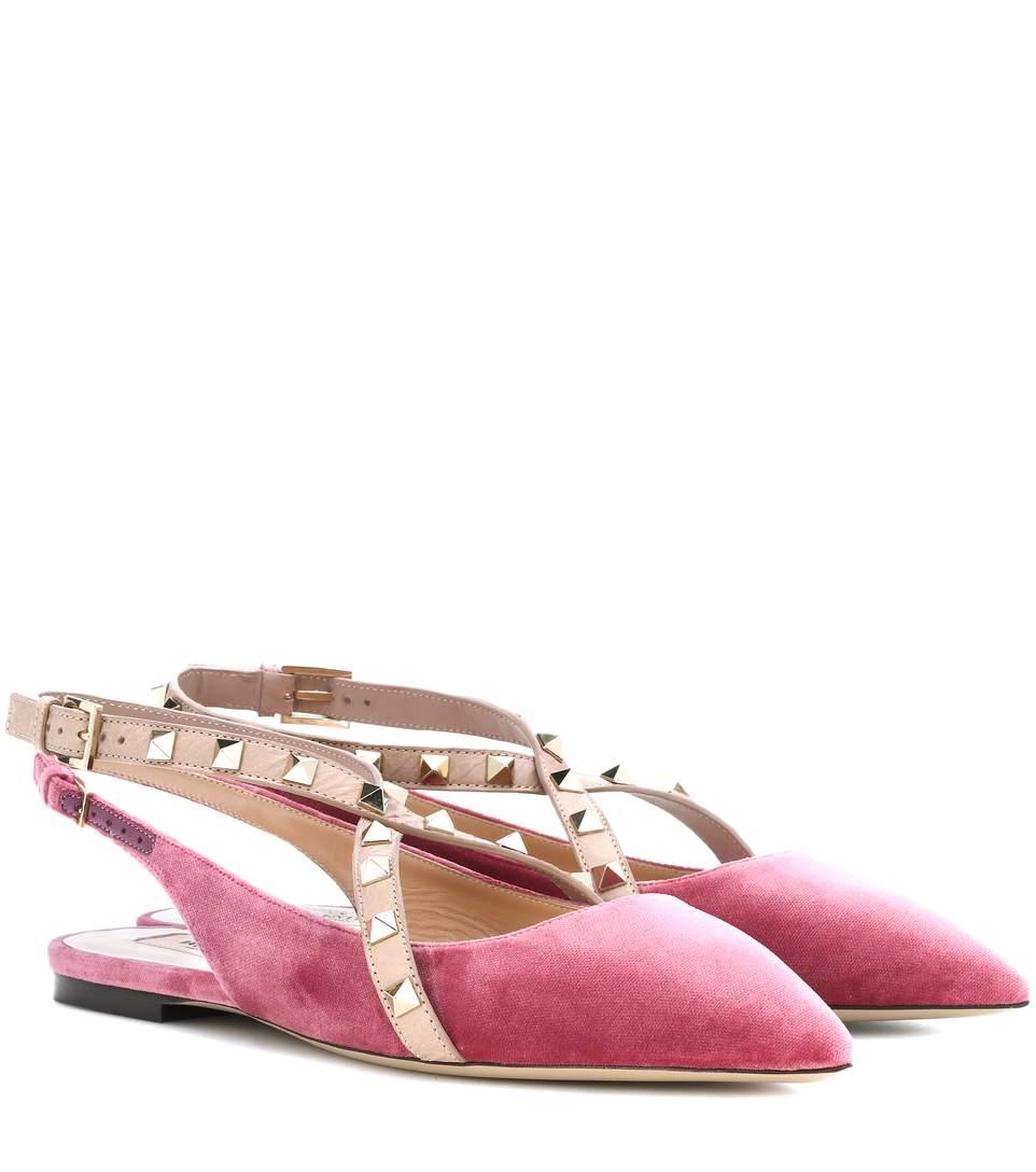 Valentino Garavani Studwrap Velvet Slingback Ballerinas | ModeSens