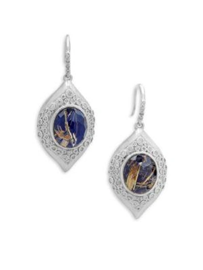 Armenta New World Doublet & Champagne Diamond Marquis Drop Earrings In Lapis