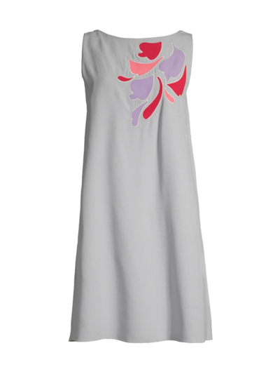 Emporio Armani Sleeveless Floral Applique Mini Dress In Grey
