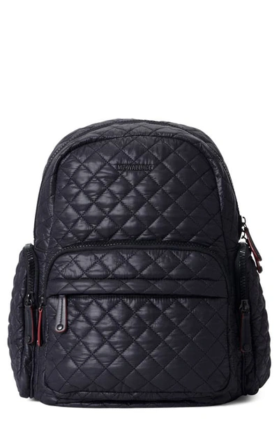 Mz Wallace Metro Quilted Nylon Backpack In Black/black