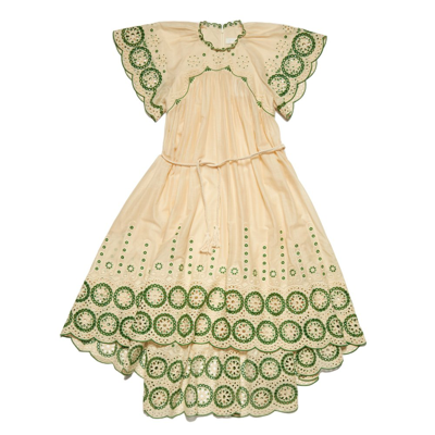Zimmermann Raie Embroidered Cotton Midi Dress In Neutrals
