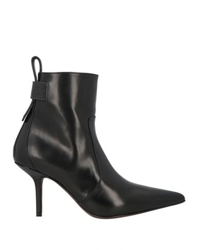Brunello Cucinelli Embellished Leather Ankle Boots In C101 Nero