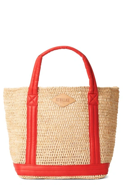 Mz Wallace Small Raffia Beach Tote Bag In Cherry