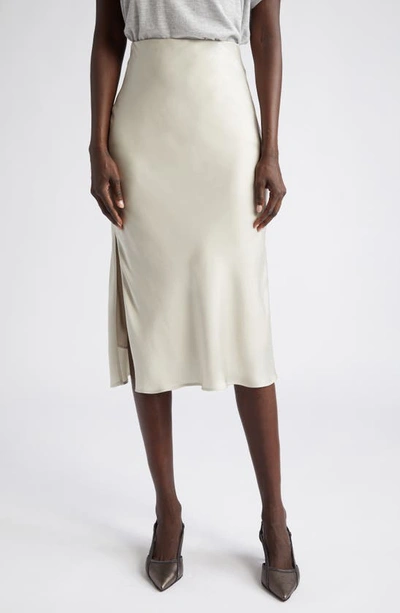 Brunello Cucinelli Satin Midi Skirt In C200-marble