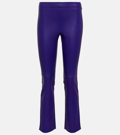 Stouls Jp Twenty Slim Leather Trousers In Purple