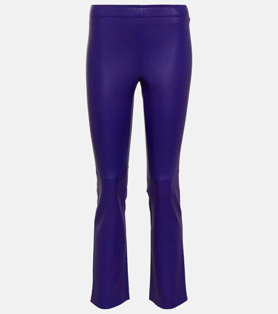 Stouls Jp Twenty Slim Leather Pants In Violett