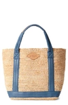 Mz Wallace Small Raffia Beach Tote Bag In Natural Denim