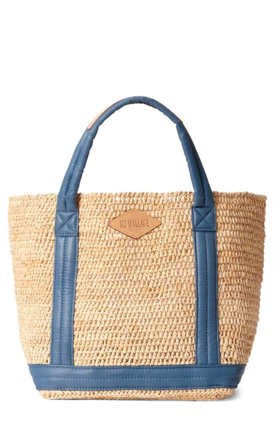 Mz Wallace Small Raffia Beach Tote Bag In Natural Denim