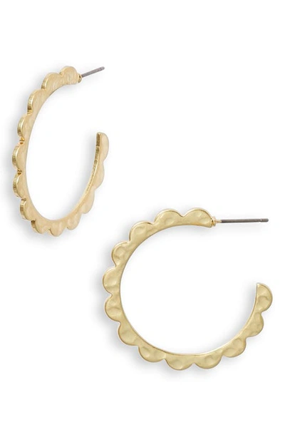 Madewell Scalloped Medium Hoop Earrings In Vintage Gold