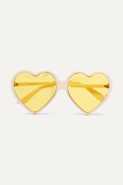 Gucci Forever Hollywood Heart-shaped Acetate Sunglasses In Ivory/ Yellow