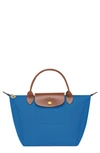 Longchamp Small Le Pliage Recycled Canvas Top Handle Bag In Cobalt