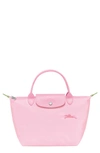 Longchamp Small Le Pliage Green Recycled Canvas Top Handle Bag In Pink