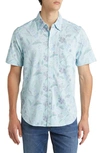 Tommy Bahama San Lucio Aqua Isles Islandzone® Floral Stretch Short Sleeve Button-up Shirt In Hummingbird Blue