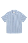 Les Deux Lawson Stripe Camp Shirt In Ivory/ Palace Blue