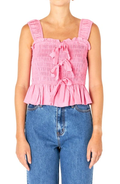 Endless Rose Bow Smocked Top In Pink
