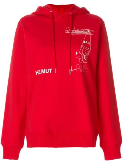 Helmut Lang Puppy Hoodie Red Cotton Sweatshirt