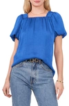 Vince Camuto Square Neck Textured Satin Top In Blue