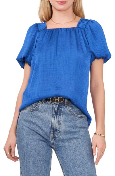 Vince Camuto Square Neck Textured Satin Top In Sapphire Blue