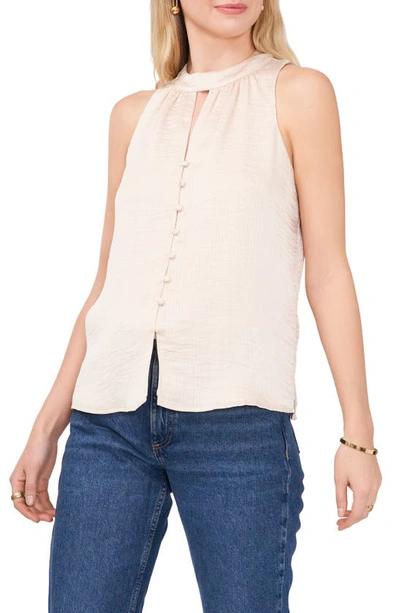Vince Camuto Textured Satin Keyhole Blouse In Tapioca
