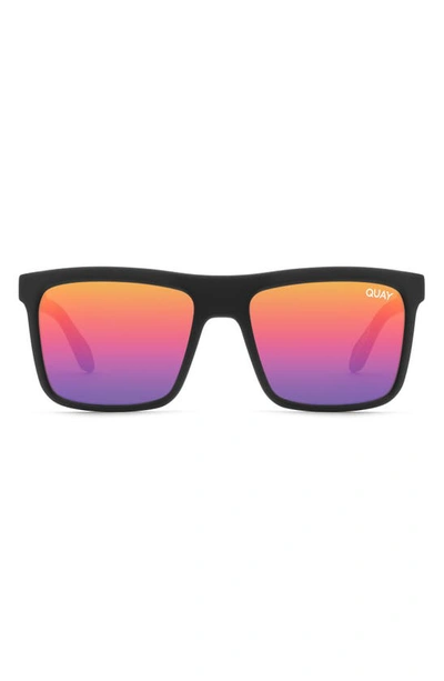 Quay Let It Run 58mm Mirrored Square Sunglasses In Black/ Purple Yellow Rainbow