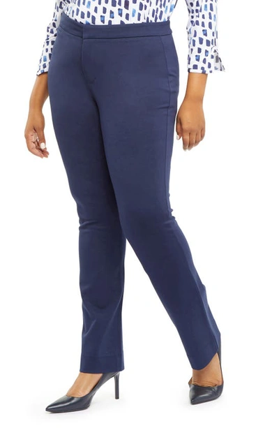 Nydj Stretch Knit Straight Leg Trousers In Evening Tide