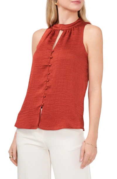 Vince Camuto Textured Satin Keyhole Blouse In Chilli Oil
