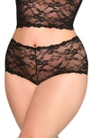 Skims Stretch Lace Boyshorts In Onyx