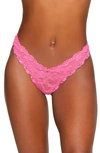 Skims Dipped Stretch Lace Thong In Pink