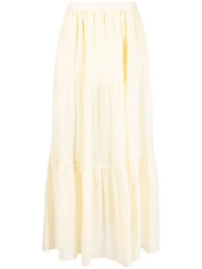Manebi Recife Silk-cotton Voile Skirt In Yellow