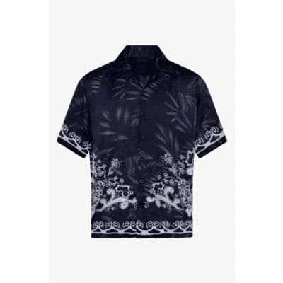 Rh45 Navy Lanai Hawaiian Embroidered Shirt In Black