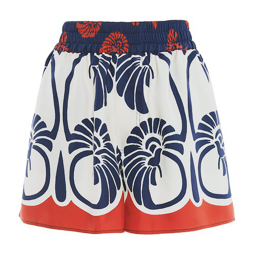 La DoubleJ Playa floral-embroidered cotton-blend shorts - Neutrals