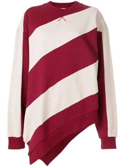 Marques' Almeida Marques'almeida Striped Asymmetric Sweater - Red