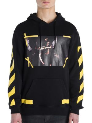 Off-white Cotton Long Sleeve Hoodie In Black | ModeSens