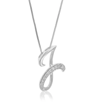 Vir Jewels 1/12 Cttw Lab Grown Diamond Letter J Pendant Necklace .925 Sterling Silver 2/5 Inch With 18 Inch Cha