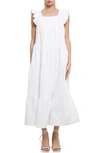 English Factory Women's Ruffle Detail Midi Dress In White