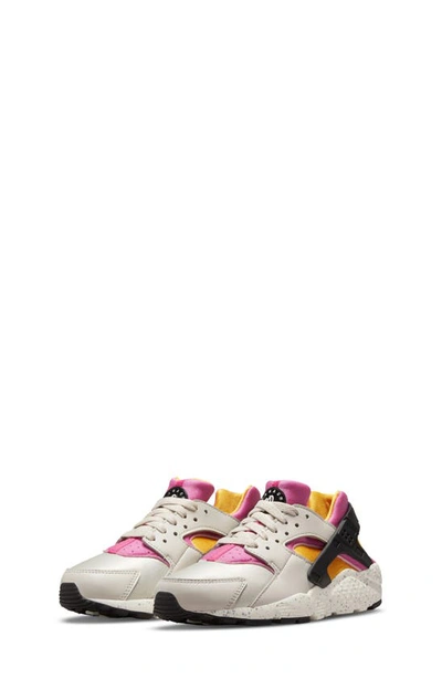 Nike Kids' Huarache Run Sneaker In Bone/ Pink/ Gold