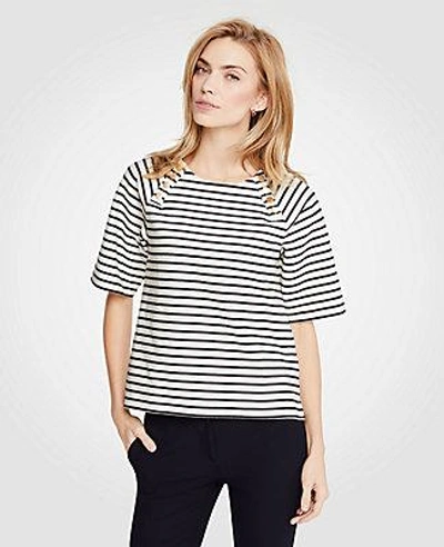 Ann Taylor Petite Striped Button Top In Night Sky