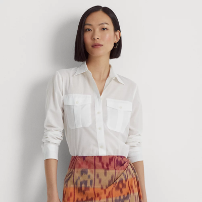 Lauren Ralph Lauren Cotton Voile Shirt In White