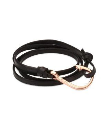 Miansai Hook Leather Bracelet In Black